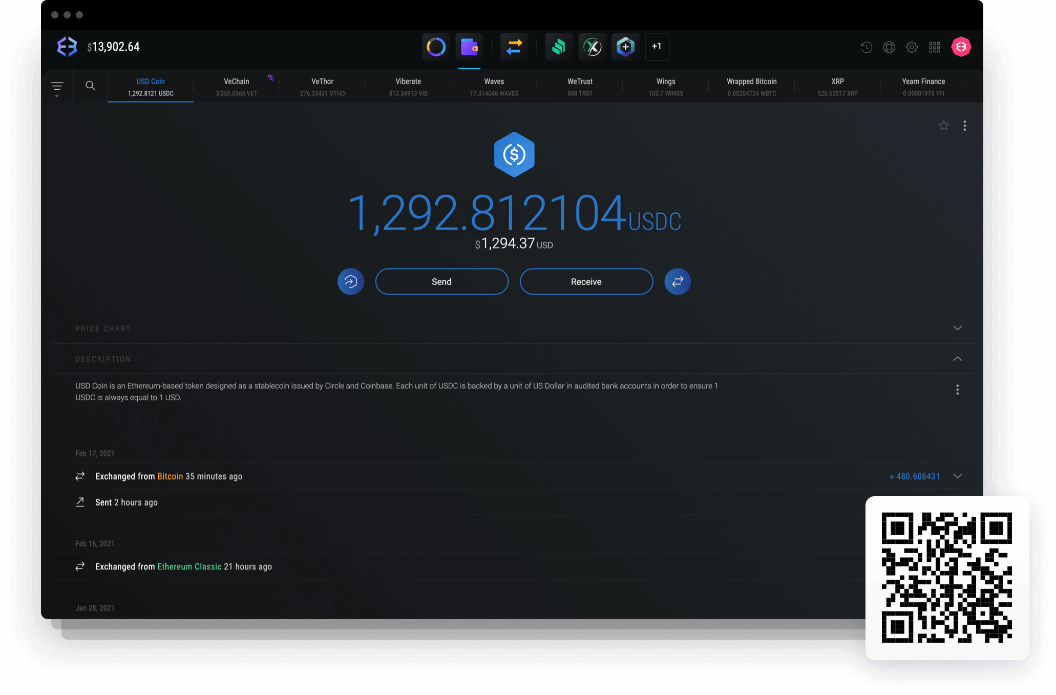USDC instant access wallet