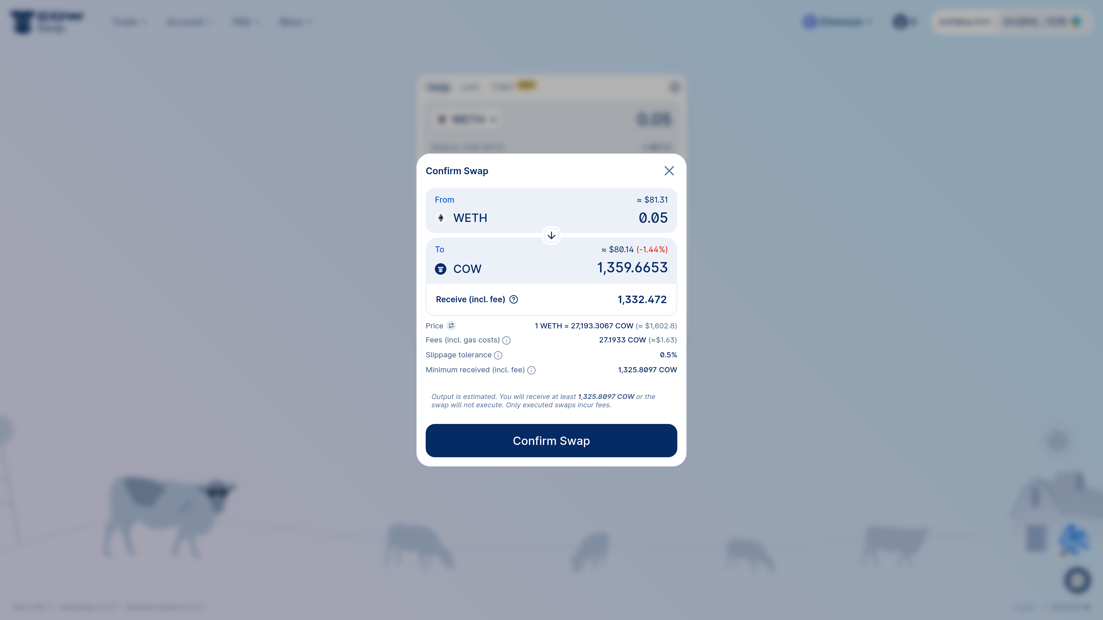 CoW Swap batch auction interface