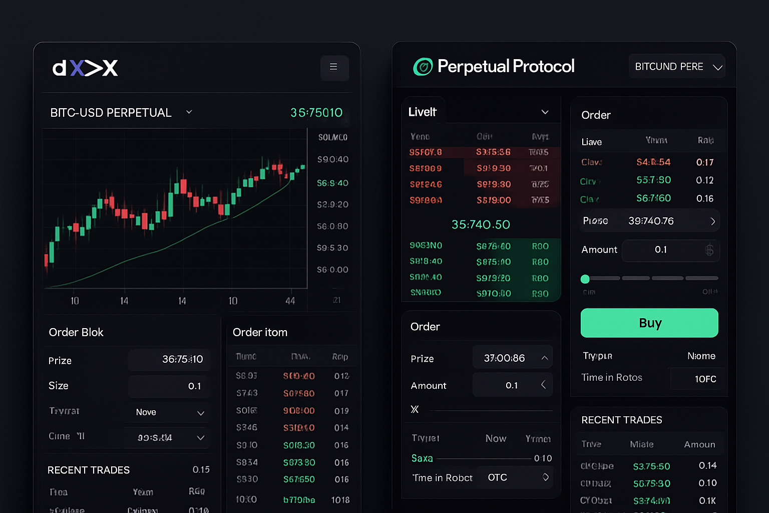 dYdX and Perpetual Protocol trading interface