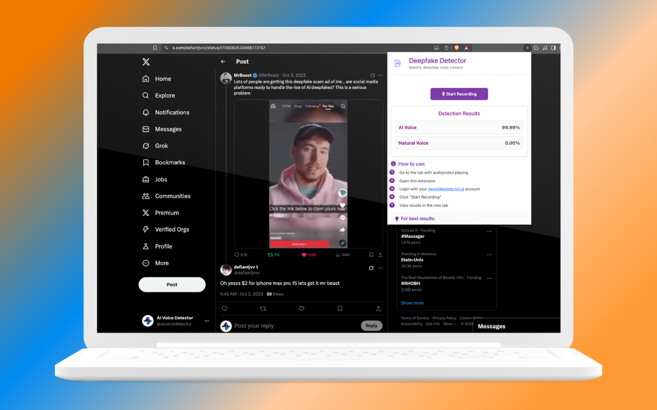 McAfee Deepfake Detector AI interface