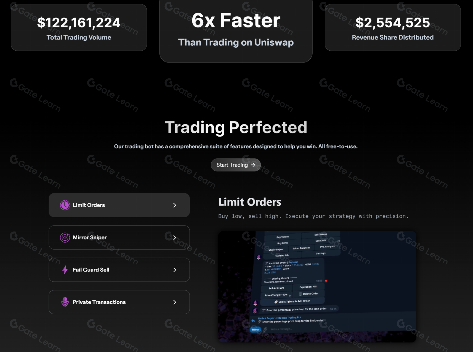 Unibot DeFi trading bot interface screenshot