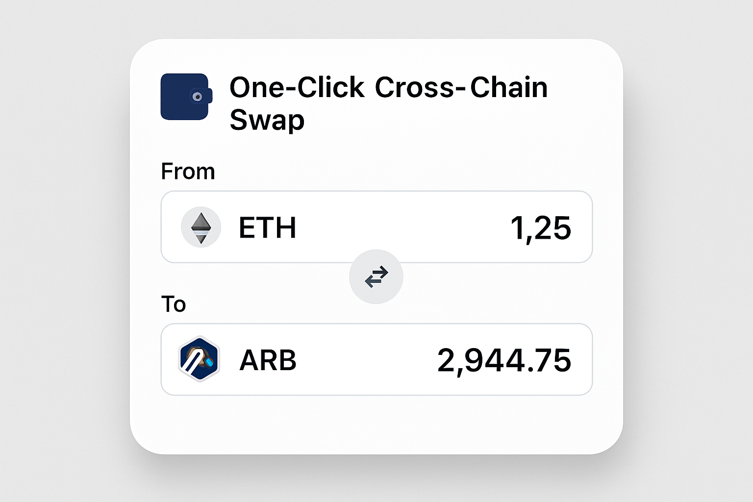one-click cross-chain swap UI crypto wallet