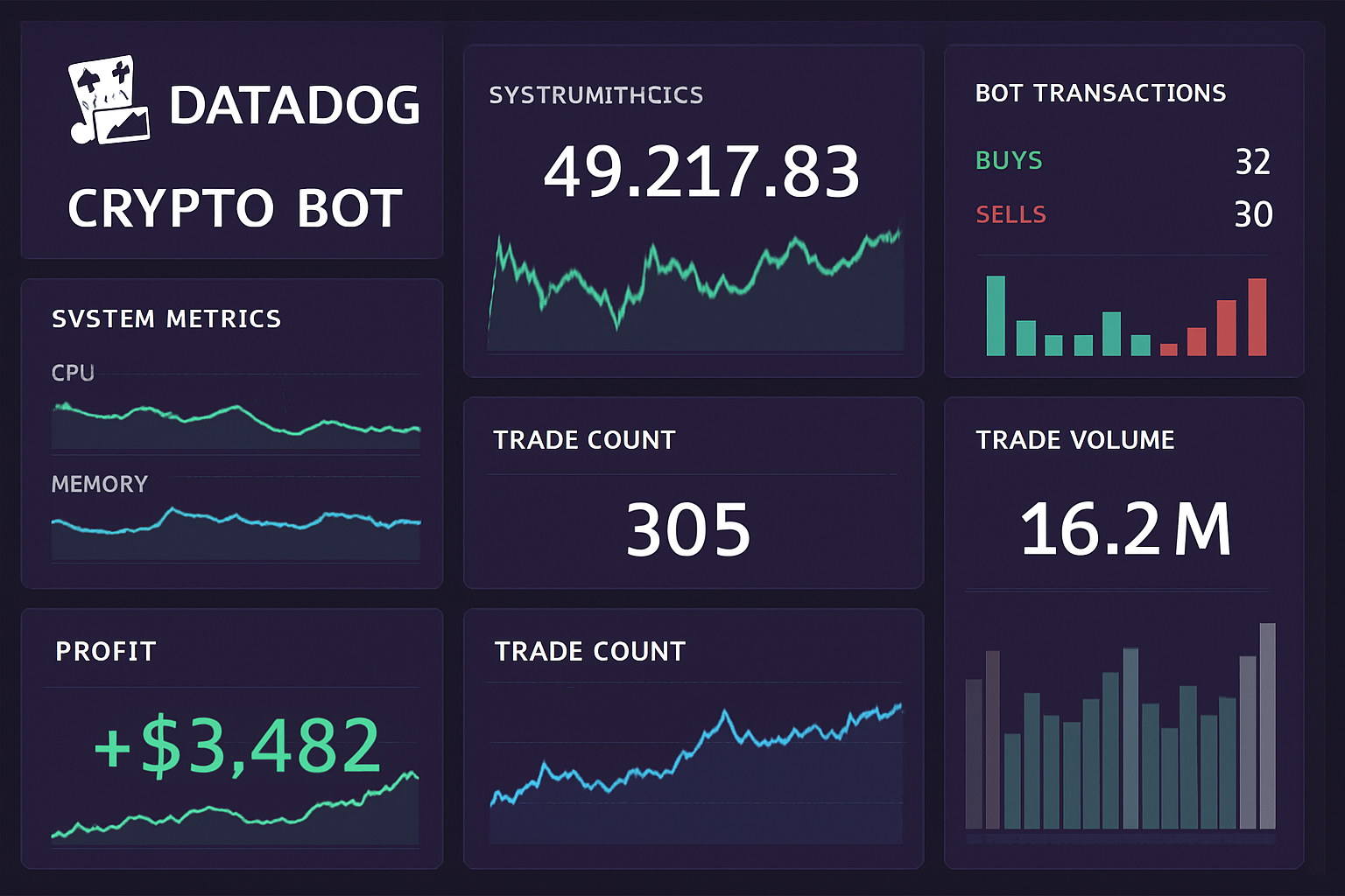Datadog monitoring dashboard crypto bot