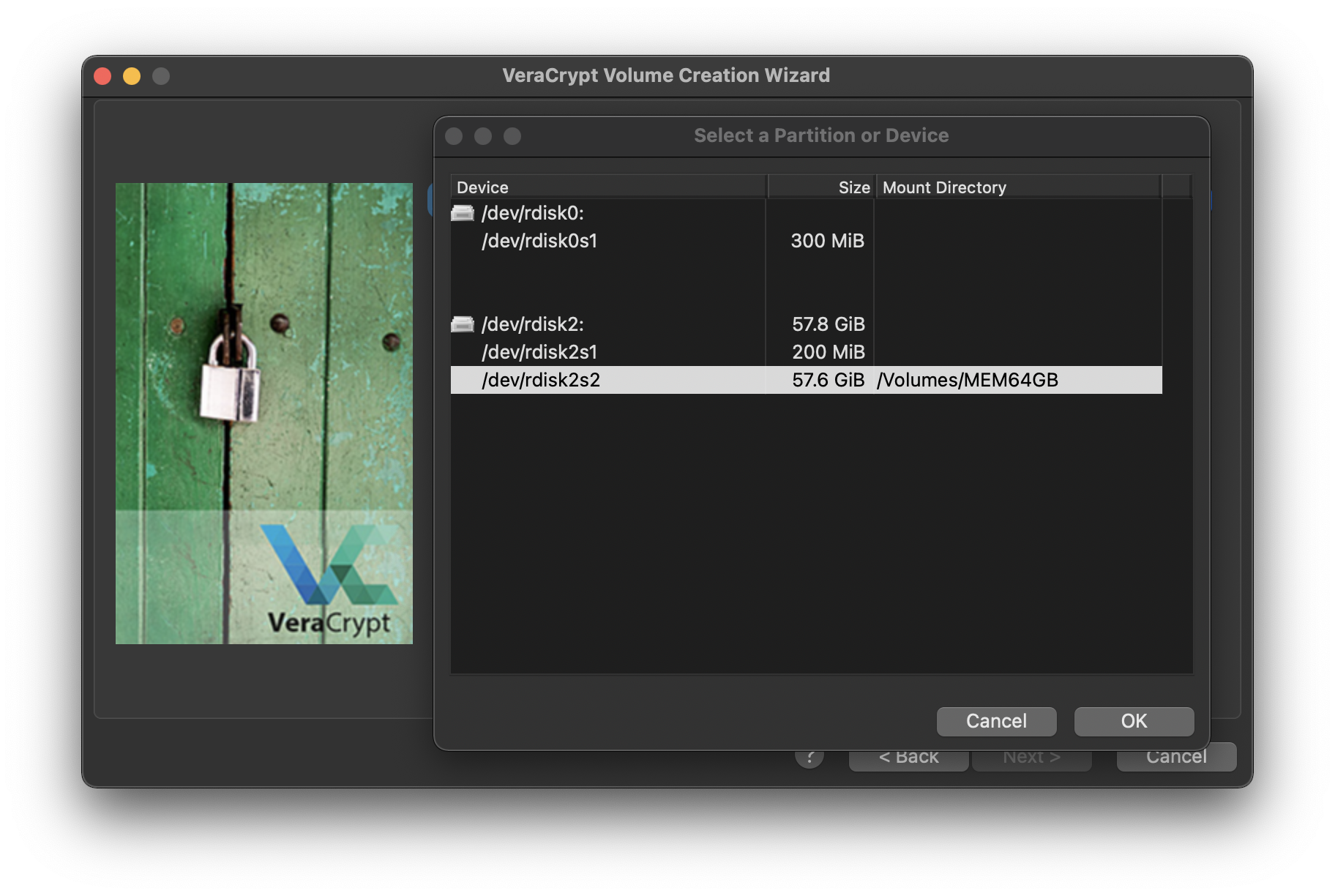 VeraCrypt encryption software screenshot