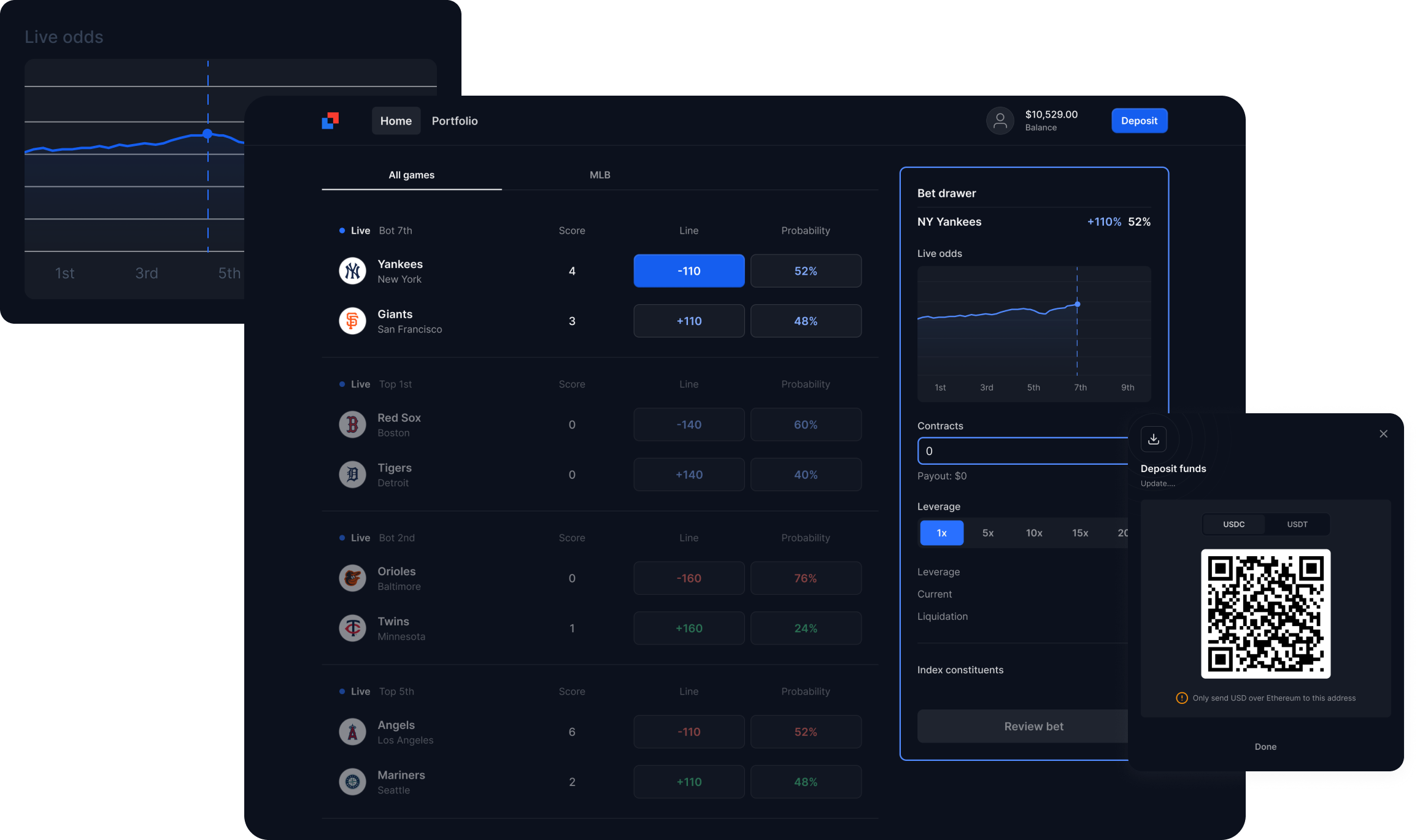 AI-powered sports betting odds interface
