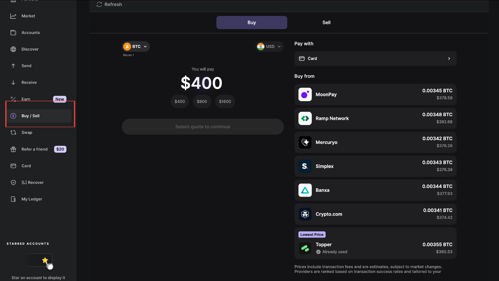 Buying Bitcoin on Ledger Live and OKX Wallet