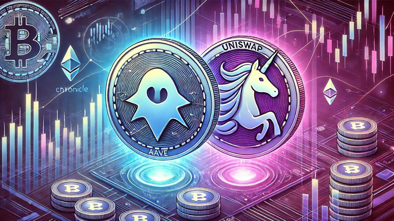 Uniswap, Blur, Aave logos together