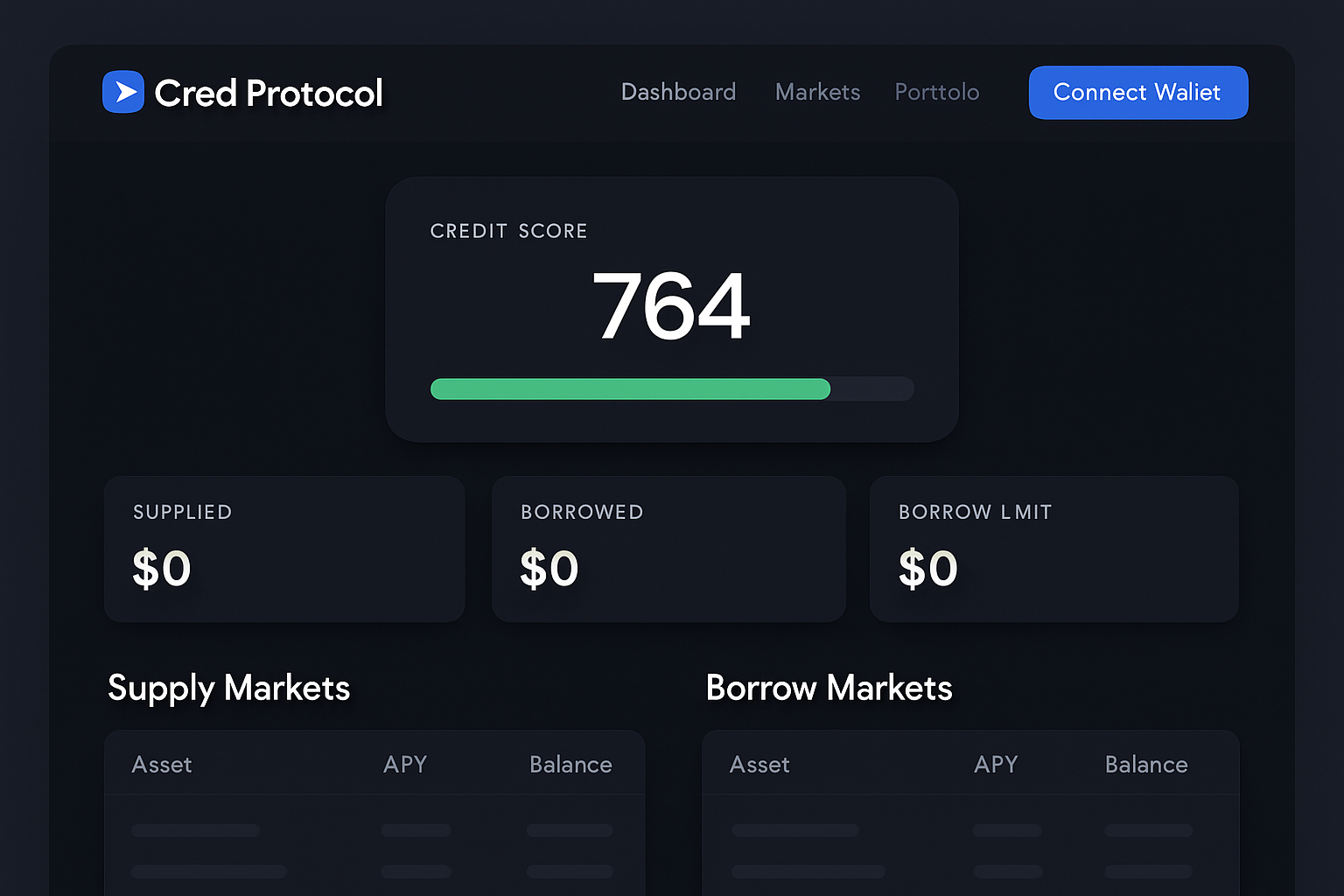 Cred Protocol DeFi platform interface