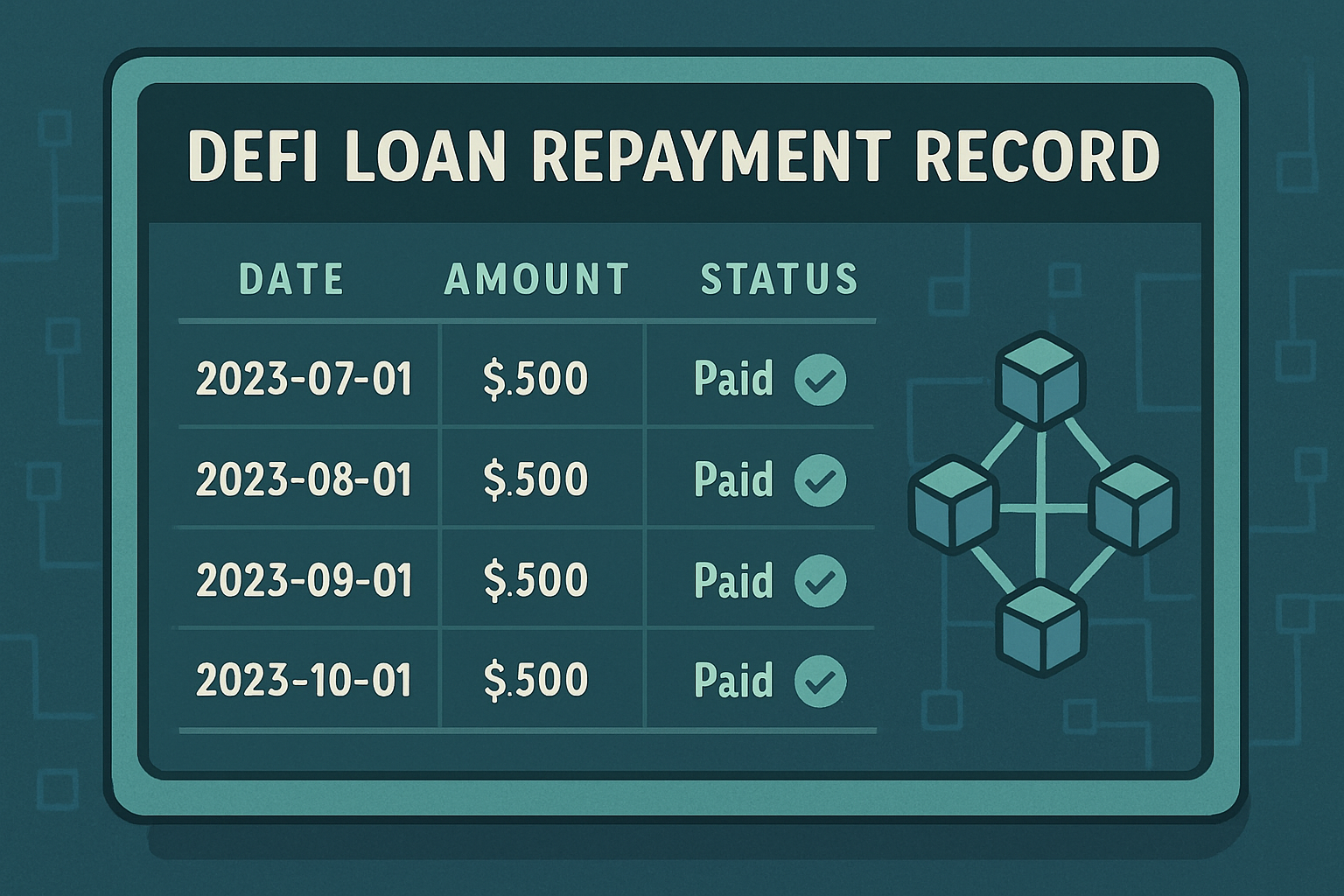 defi loan repayment record blockchain