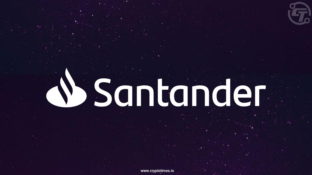 Openbank mobile app interface showing cryptocurrency trading options for Bitcoin, Ethereum, and Cardano, highlighting Banco Santander's entry into digital assets
