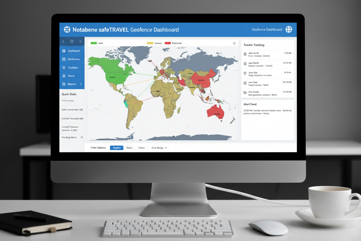 Notabene safeTRAVEL Geofence dashboard