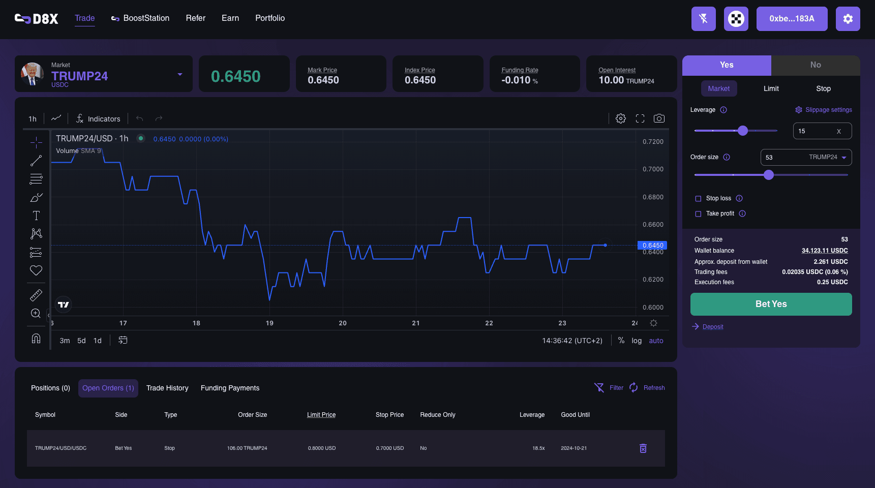 Polymarket trading interface screenshot