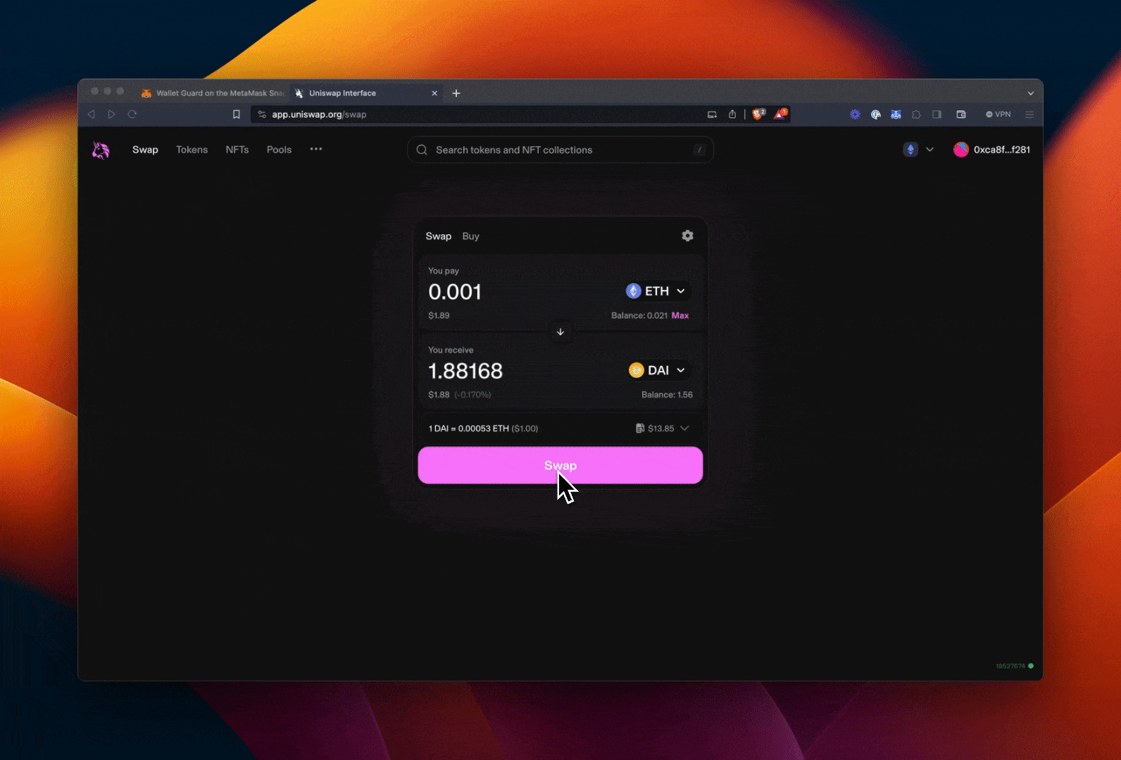 MetaMask Perps funding screen