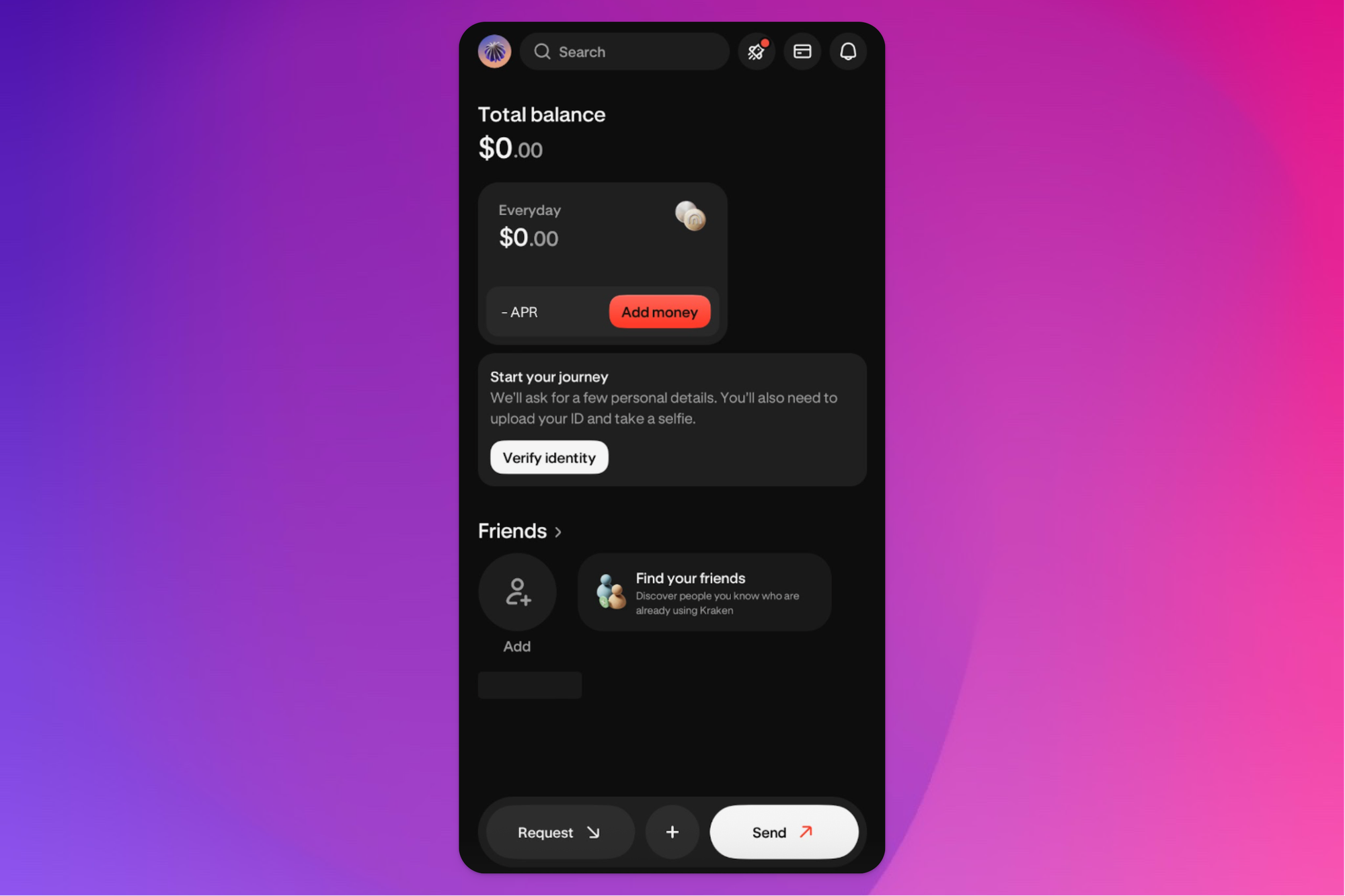 Krak Kraken Bank crypto app interface 2025