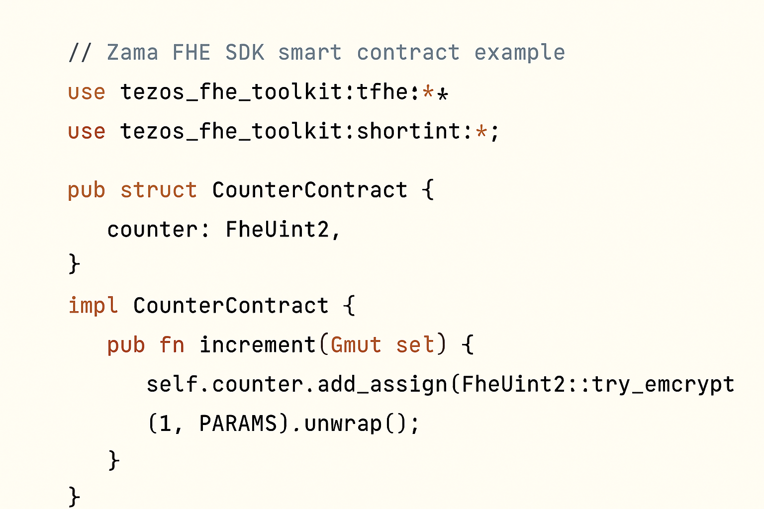 Zama FHE SDK smart contract code example