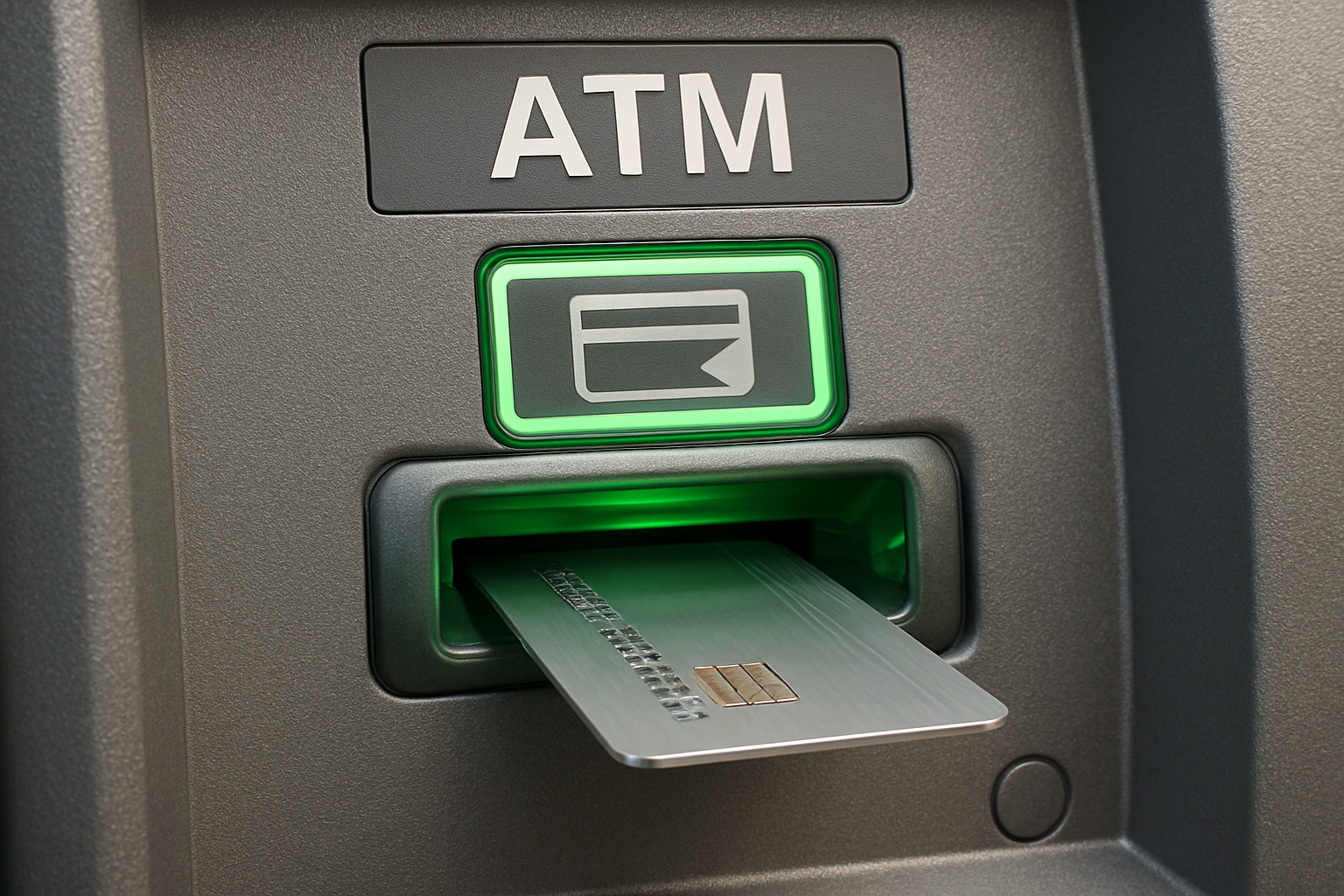 ATM machine with card slot close-up