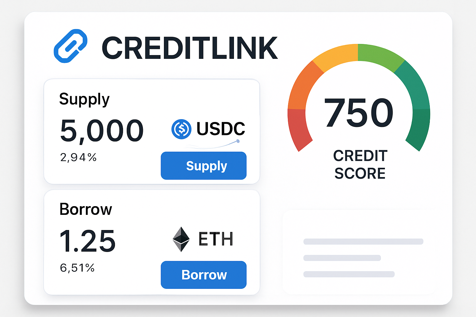 Creditlink DeFi lending and credit score interface