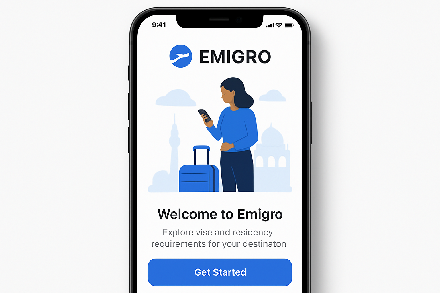Emigro mobile app screenshot