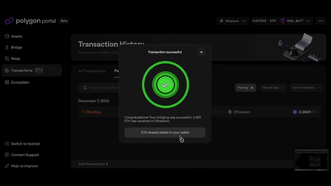 Polygon zkEVM enterprise payment dashboard