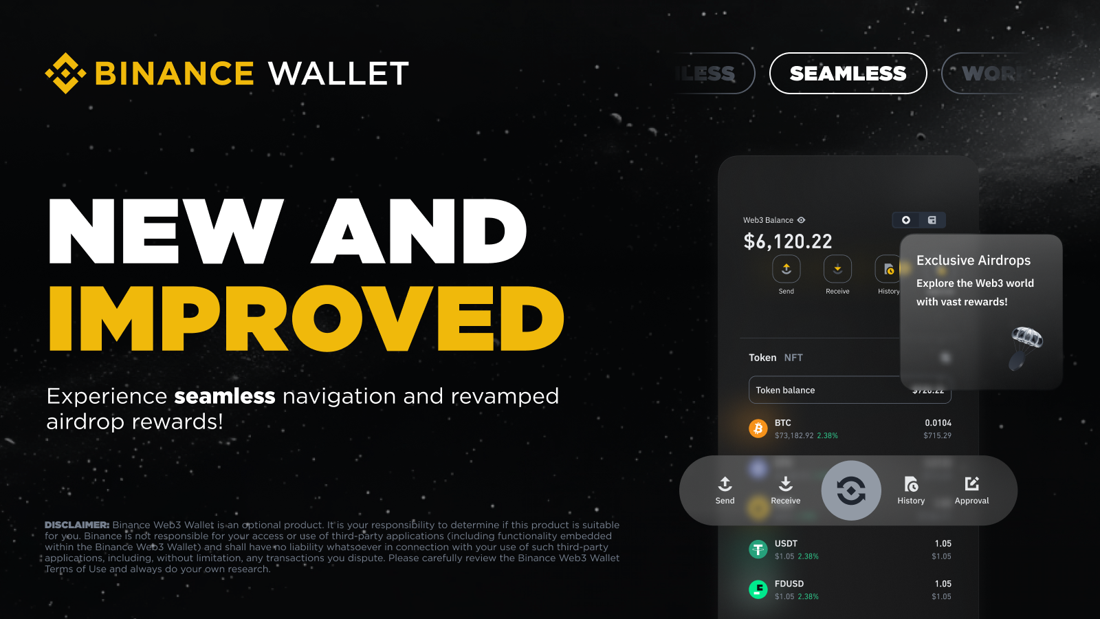 Binance Alpha Wallet dashboard showing Alpha Points balance and highlighted airdrop claim button