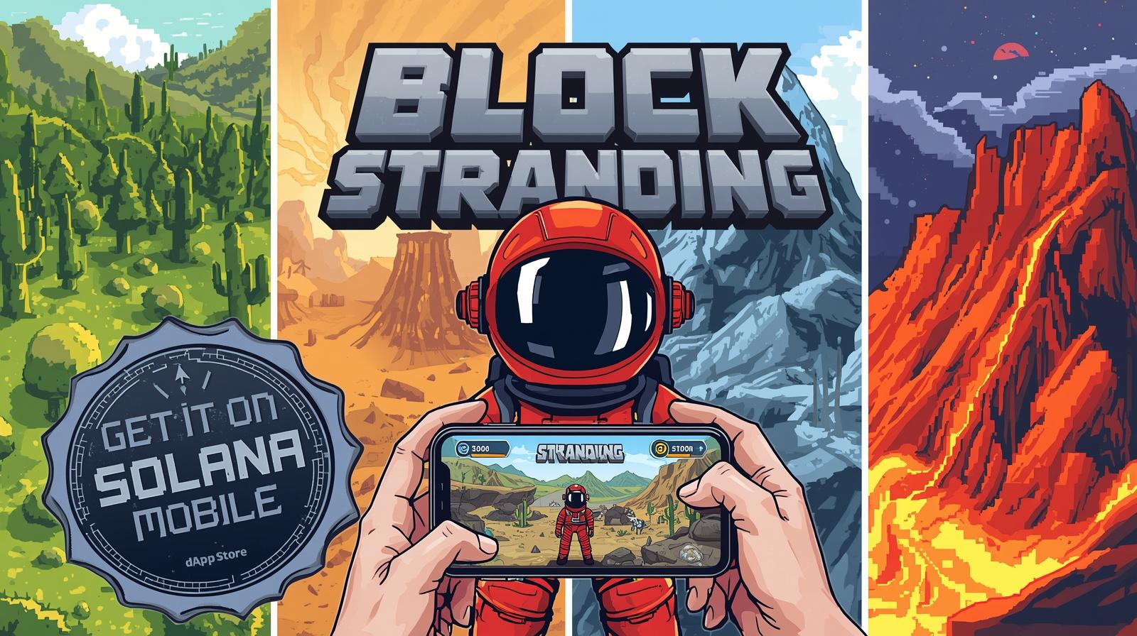 Block Stranding gameplay screenshot showing real-time player actions on Solana blockchain