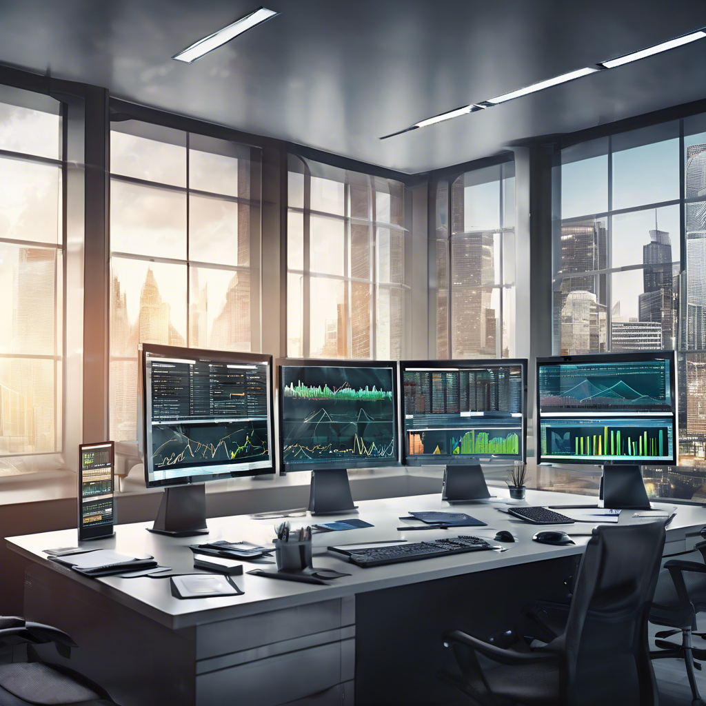 Institutional trading desk with blockchain-based tokenized US Treasury Bills displayed on digital screens, representing enhanced liquidity and efficiency in finance