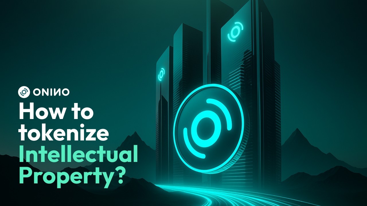 Blockchain visualization of a tokenized patent divided into fractional shares for on-chain IP ownership and investor access