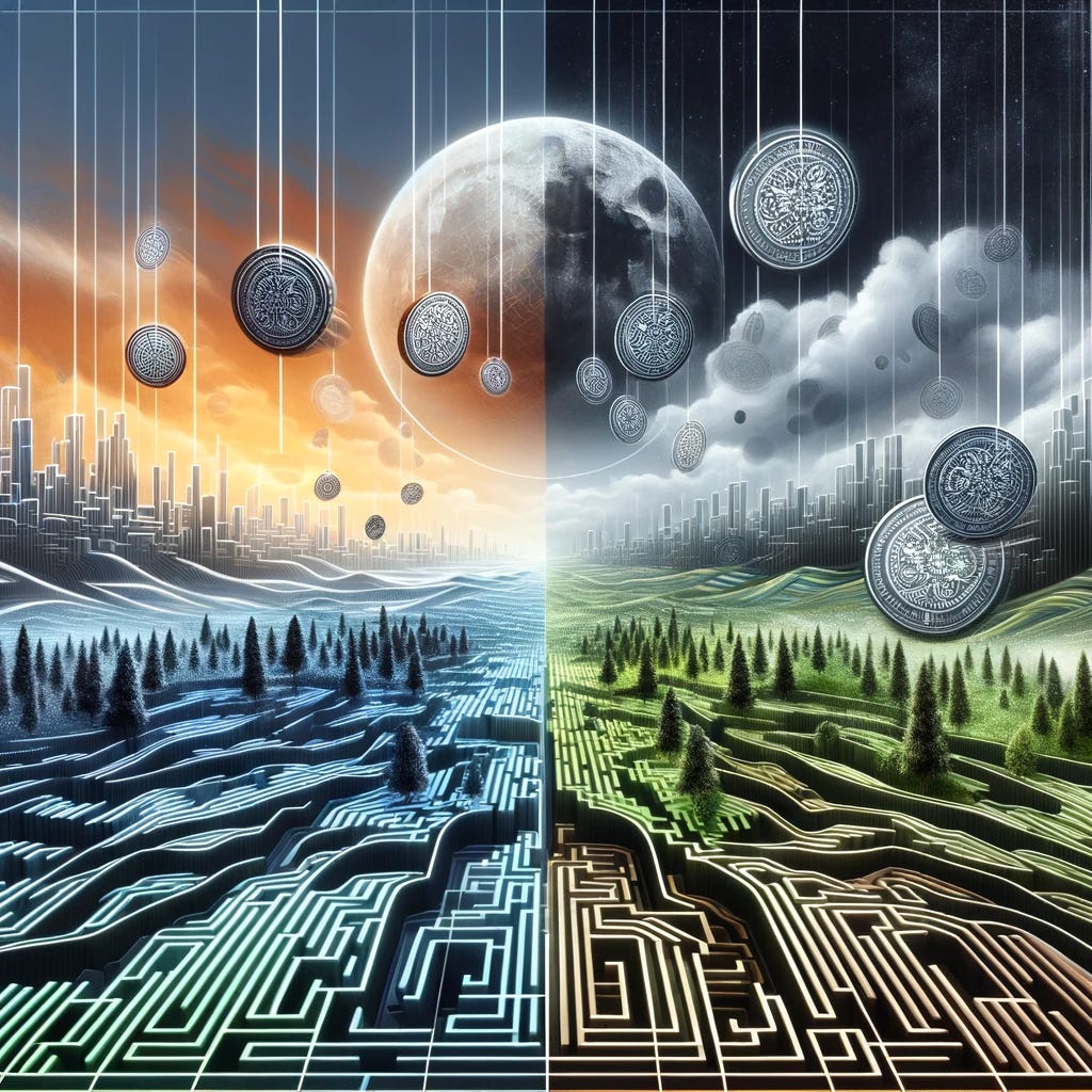 Blockchain visualization of tokenized carbon removal credits as RWAs representing durable CO2 storage with digital tokens and chain links symbolizing transparency and traceability