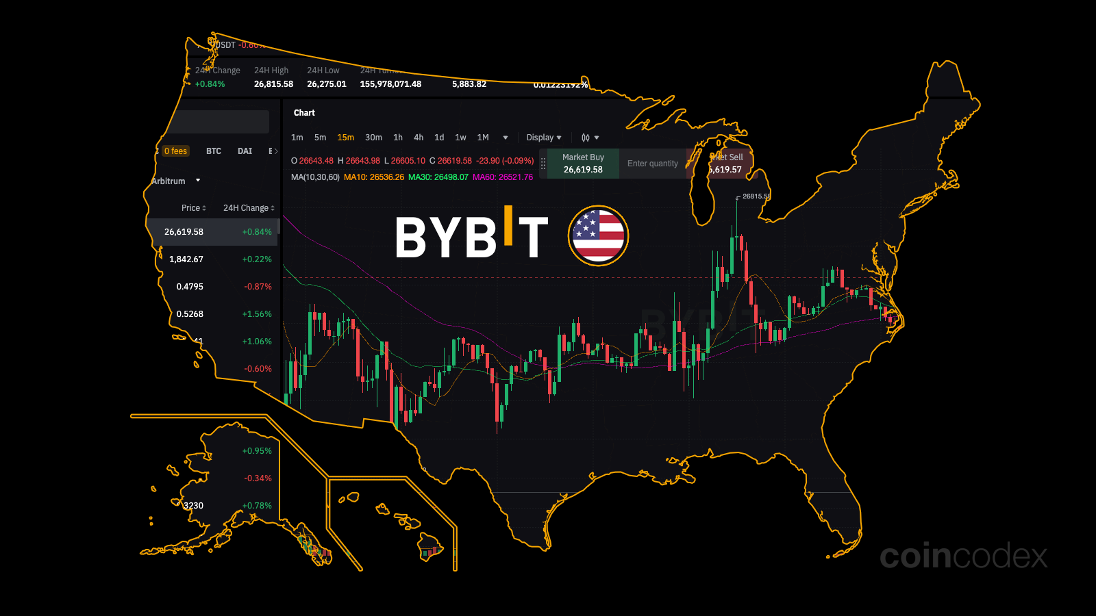 Bybit logo displayed on a digital map of Japan with highlighted regulatory zones, illustrating crypto compliance changes in 2025