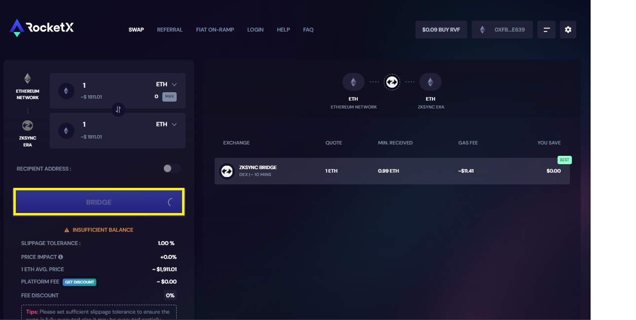 RocketX Exchange Base blockchain bridging