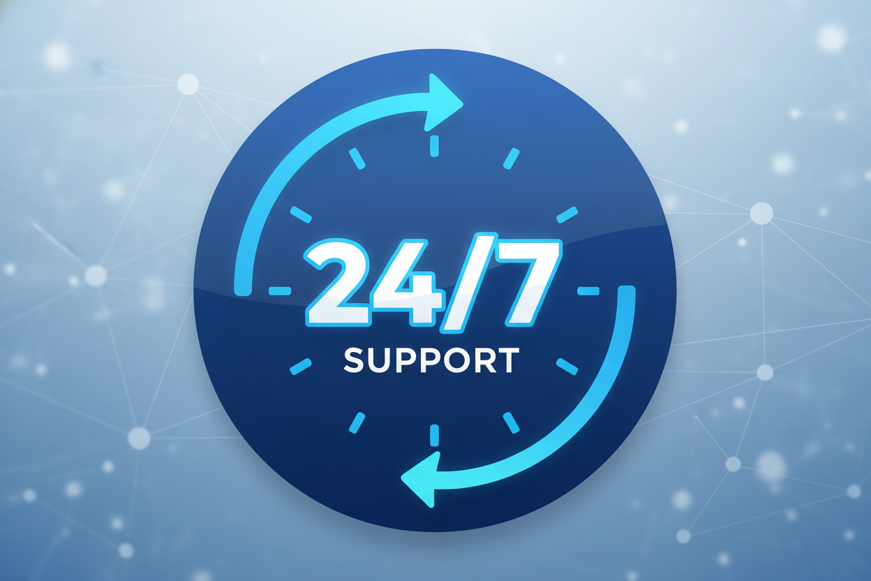 24/7 support clock icon