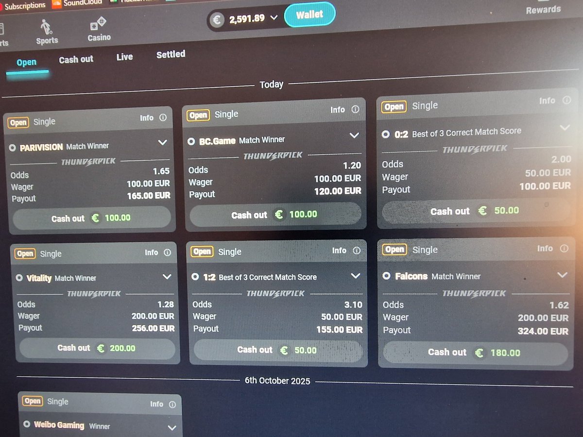 live esports betting interface during match