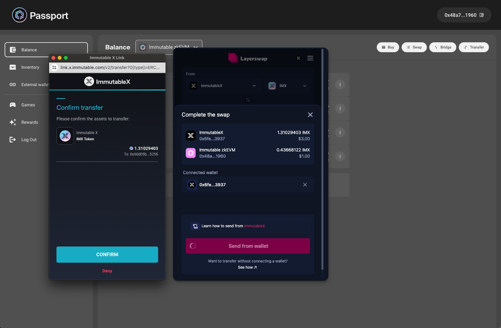 Immutable X NFT marketplace interface