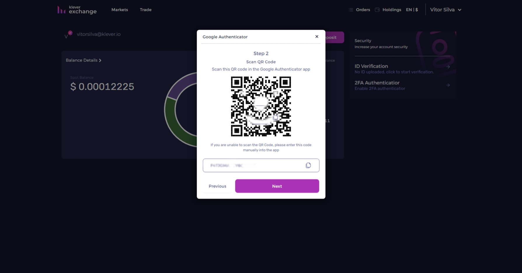 crypto exchange two-factor authentication setup