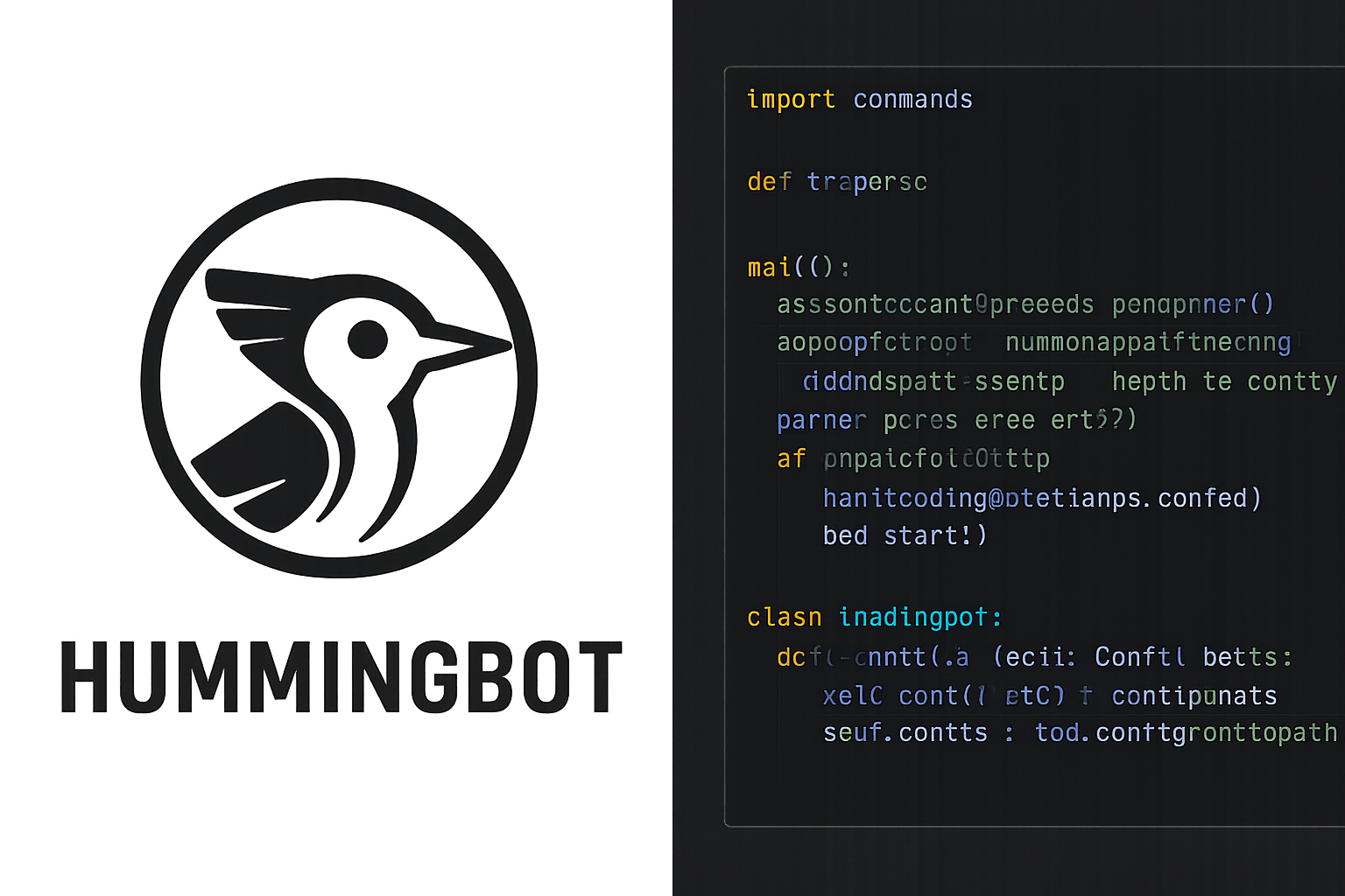 Hummingbot logo and open-source code interface