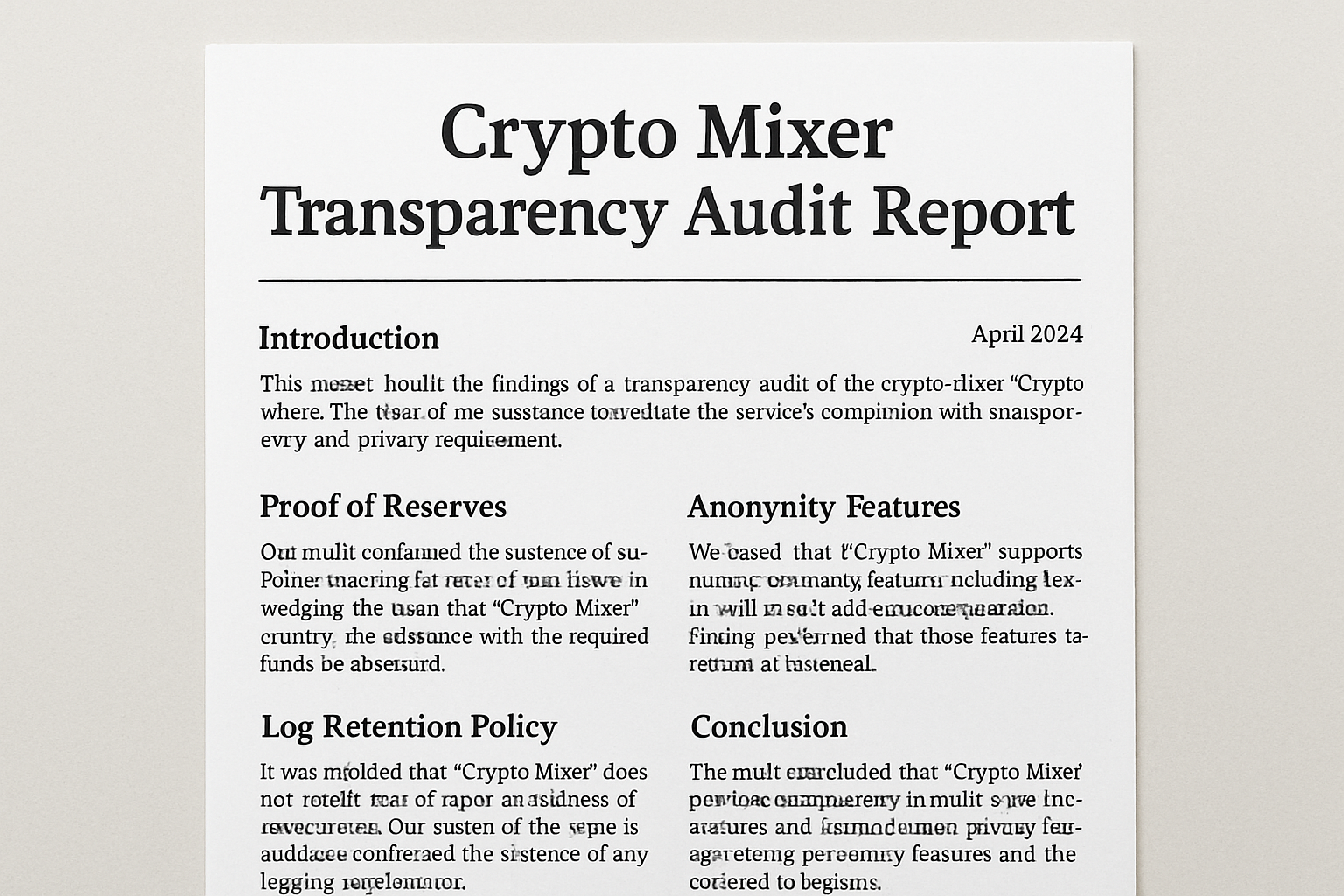 crypto mixer transparency audit report