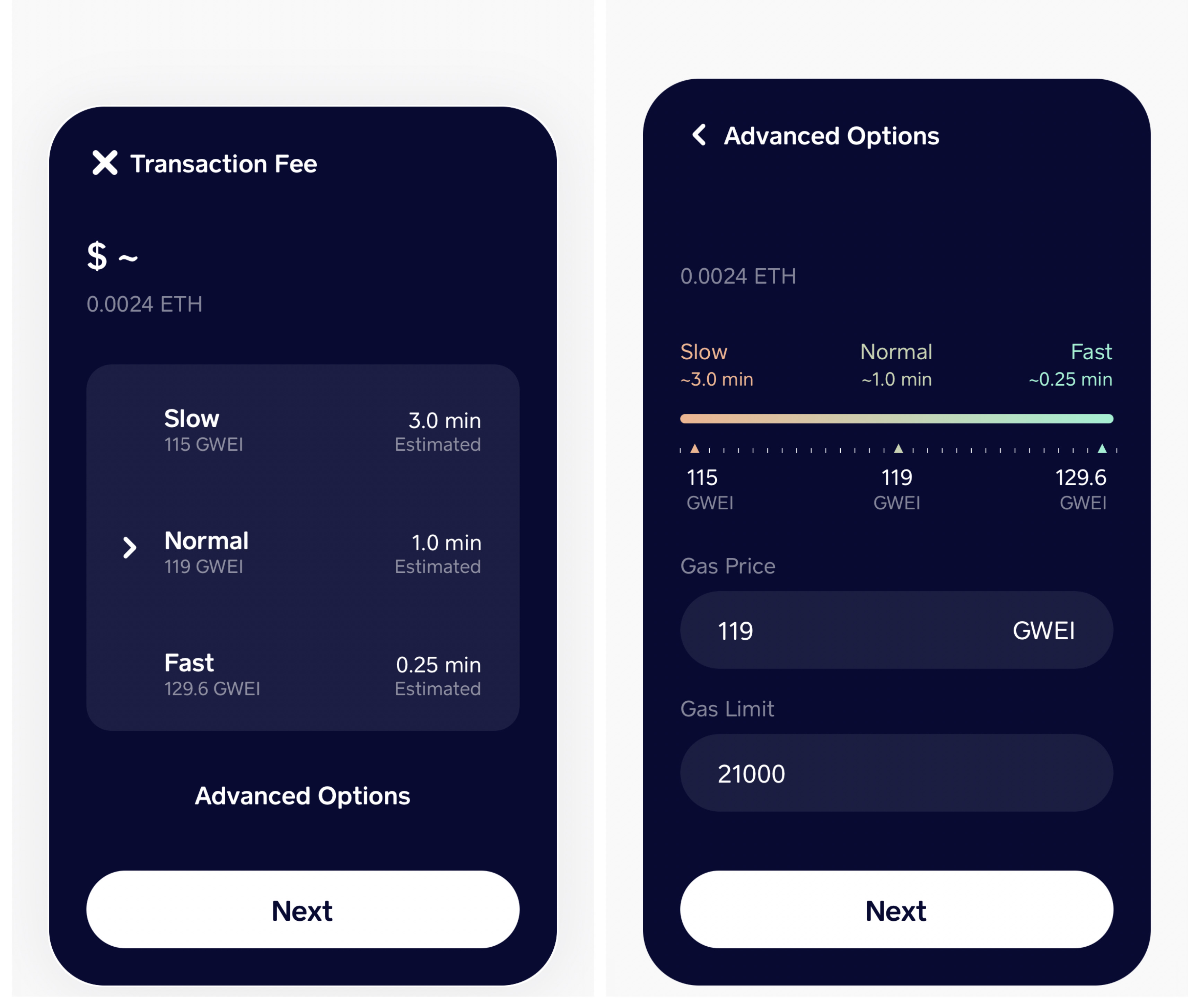 Ethereum stablecoin transfer gas fee screenshot