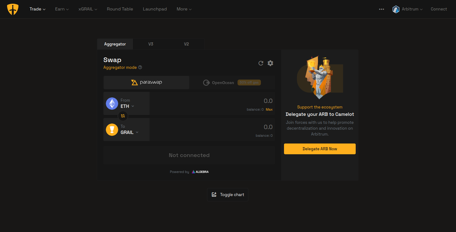 Camelot Token GRAIL staking interface