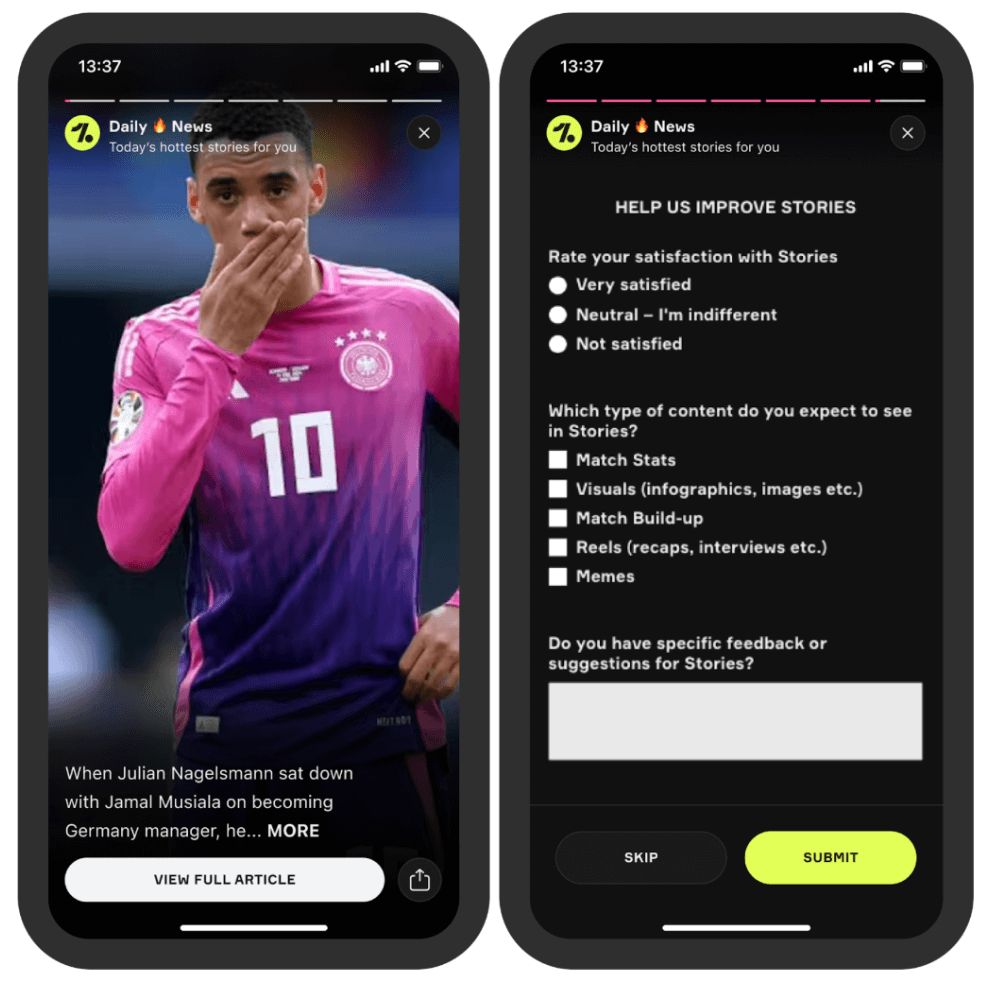 OneFootball app match updates
