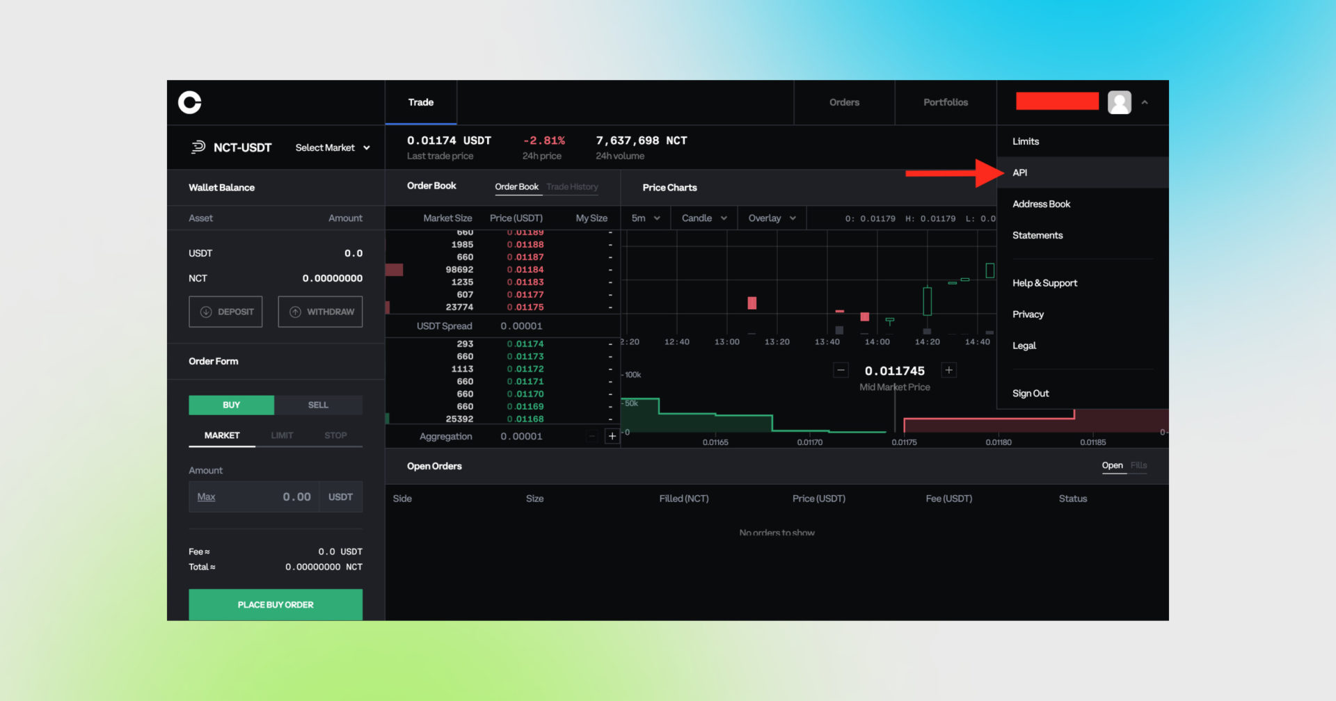 Coinbase TON USD trading interface