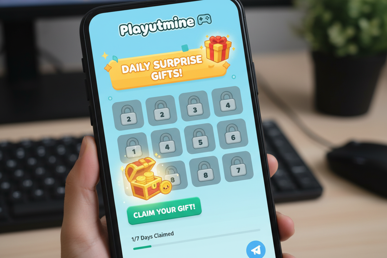 Daily surprise gifts Playoutmine Telegram mini app