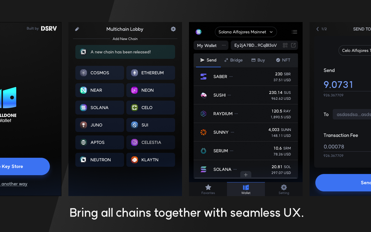 multi-chain wallet dashboard interface