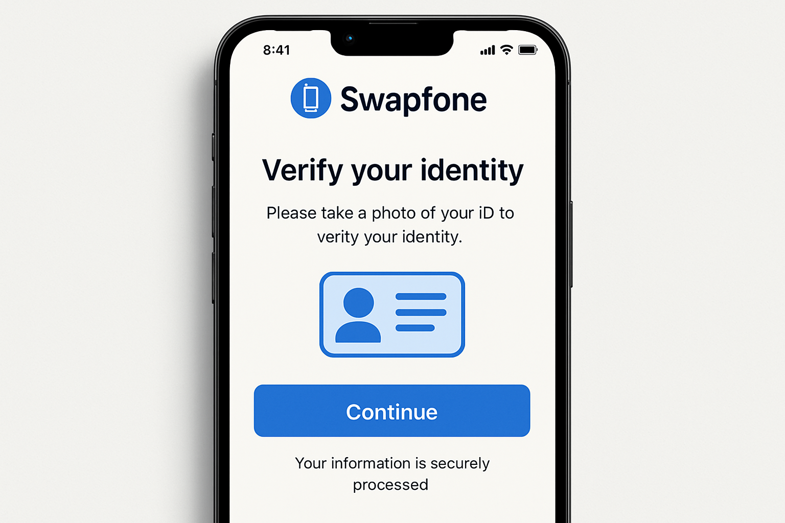 Swapfone app identity verification process