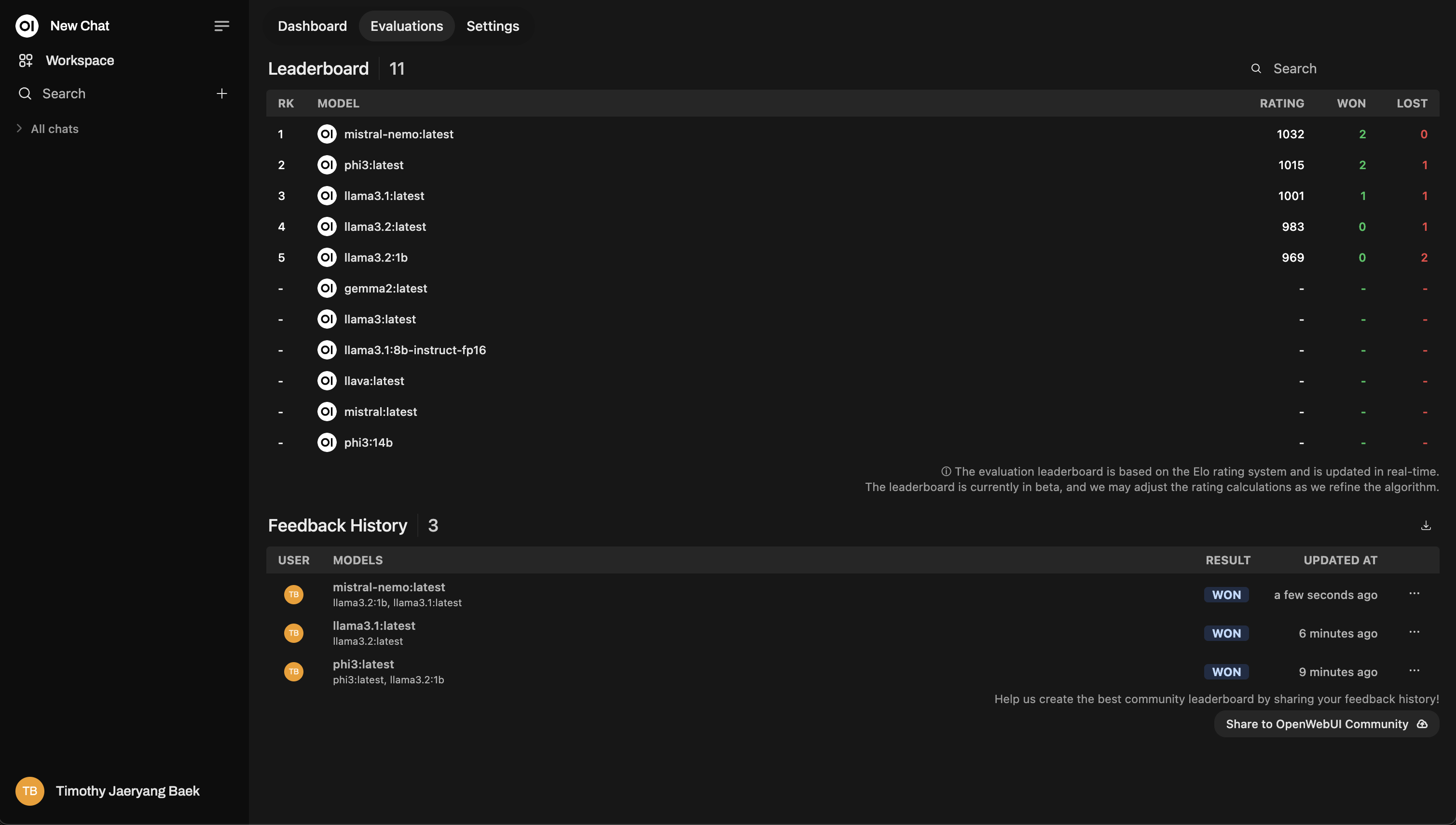 AI leaderboard ranking settings interface