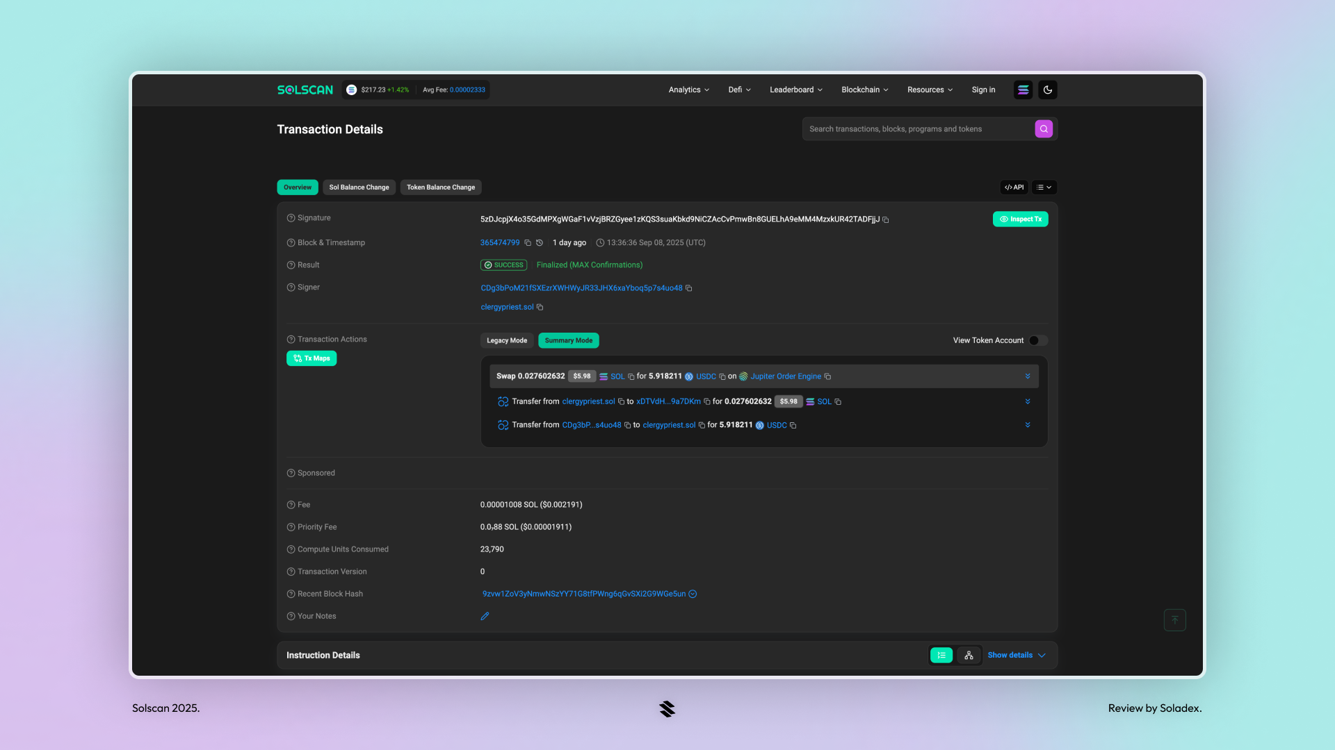 Solscan Solana NFT analytics interface