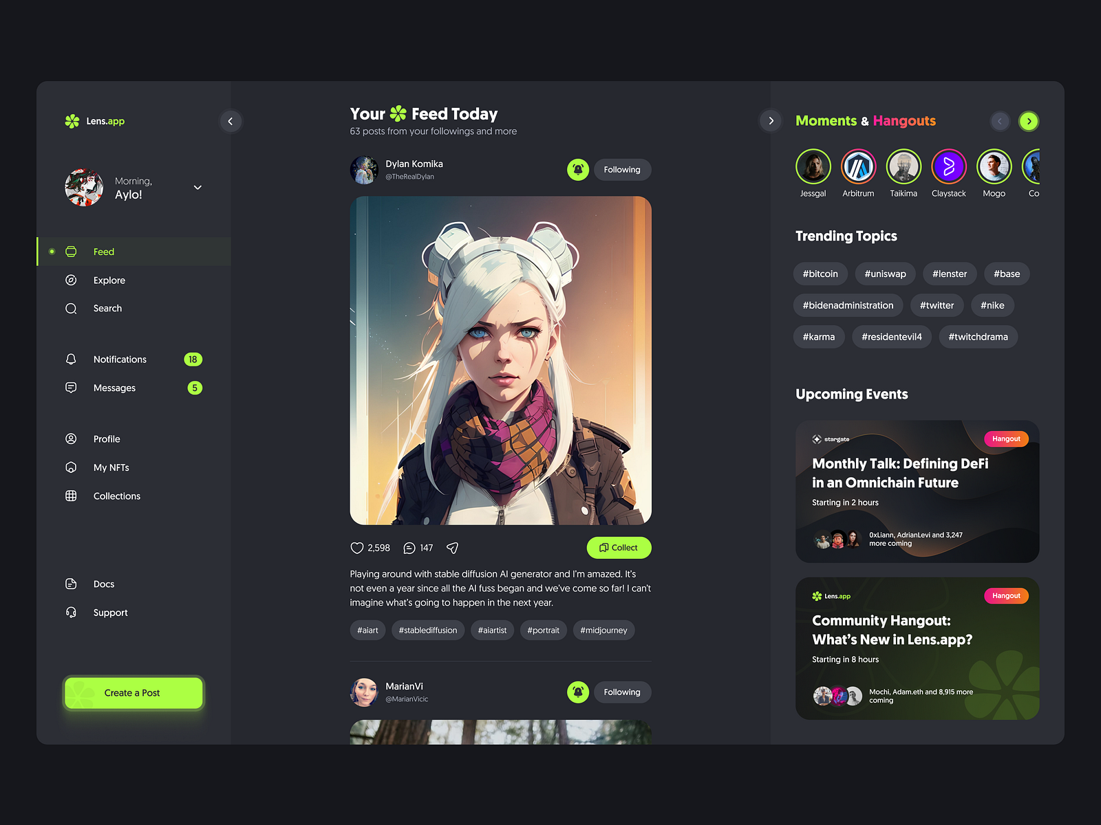 Lens Protocol social graph interface