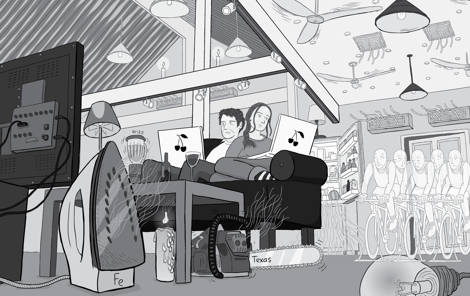 energy waste electricity burning illustration