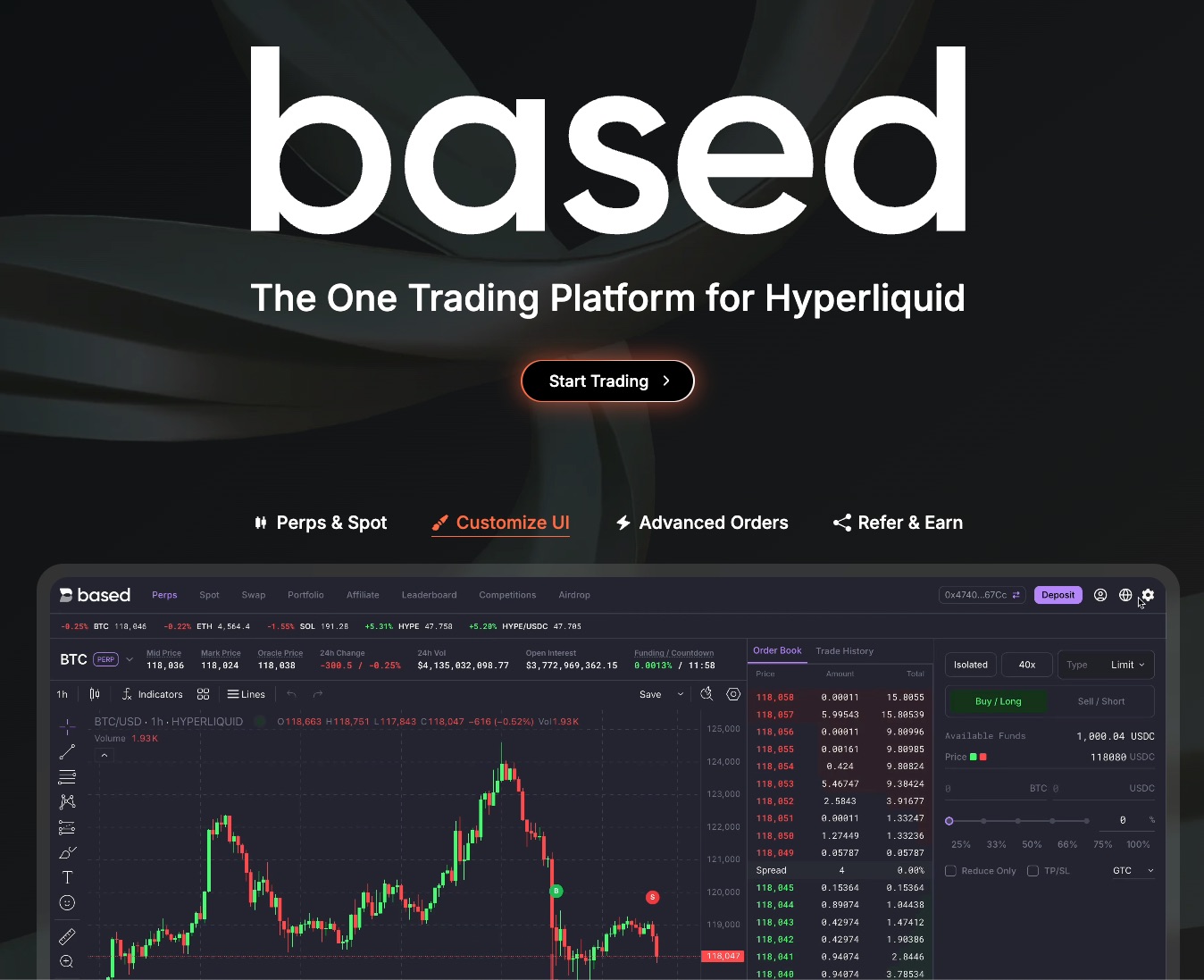 Hyperliquid Perp DEX trading interface