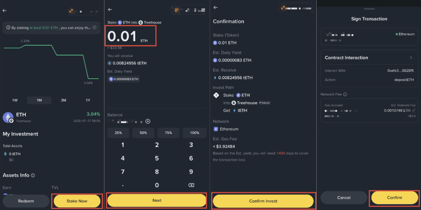 Binance ETH staking interface