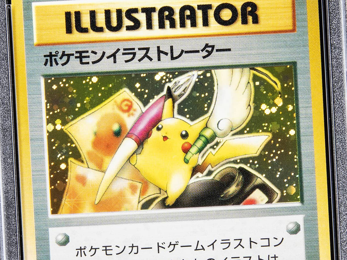 Close-up of flawless PSA 10 Pikachu Illustrator Pokémon card showcasing perfect gem mint condition and vibrant holographic shine for RWA tokenization